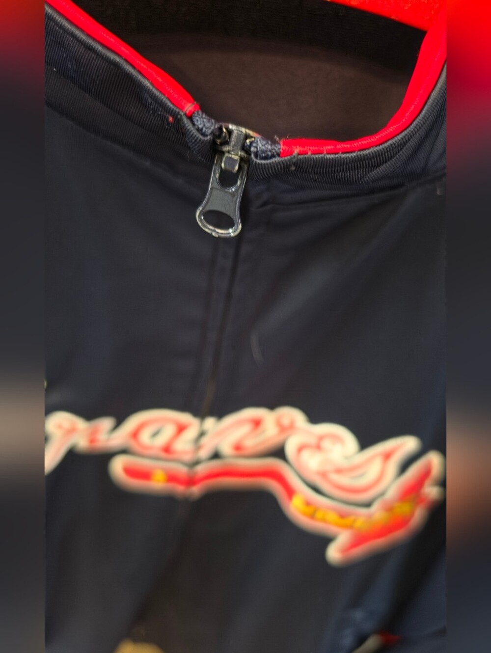 Atlanta Braves Navy Blue & Red Track Warm Up Full-Zip Jacket 3XL MLB - Picture 3 of 8